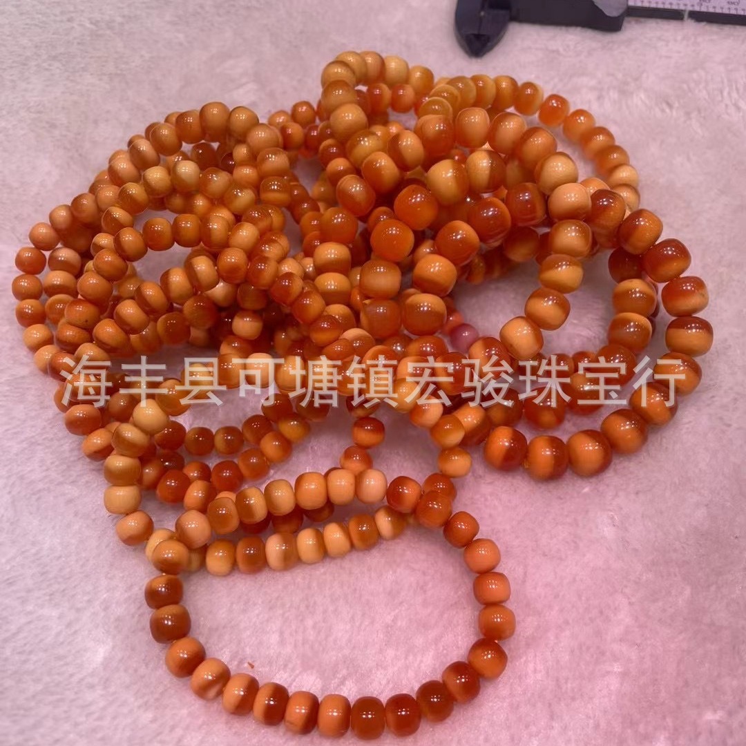 缅黄玉手链 天然缅玉老型珠手链文玩diy饰品手串佛珠