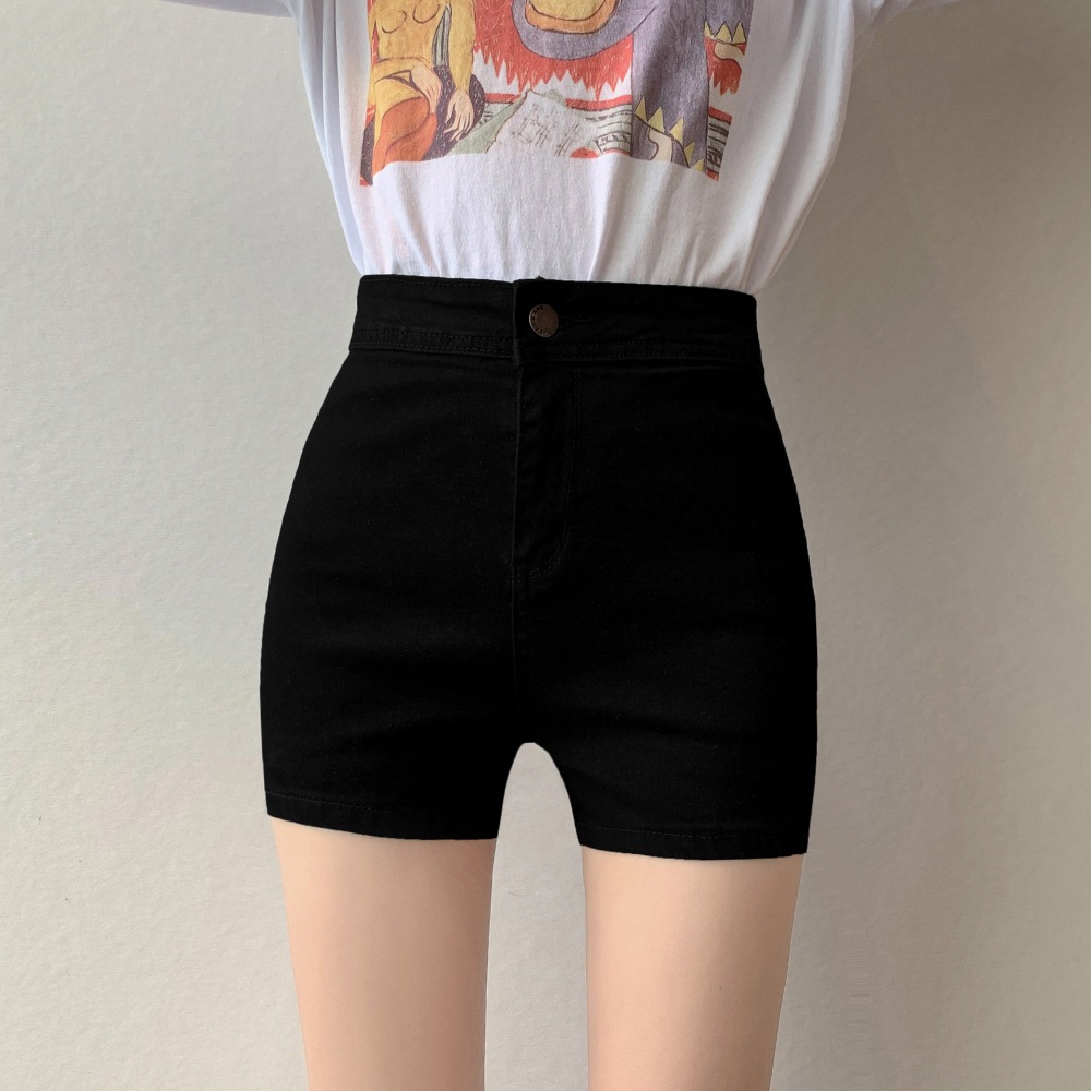 黑色高腰短裤紧身薄款弹力ins潮热裤基础显瘦外穿打底三分裤女夏