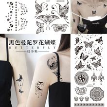 跨境货源黑色纹身贴脸贴手臂贴锁骨贴个性蝴蝶tattoo sticker防水