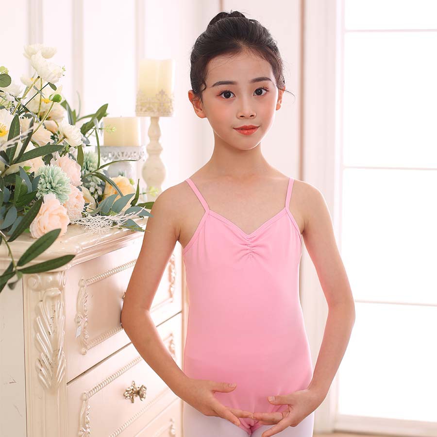 儿童舞蹈服吊带芭蕾舞夏季练功服女童考级体操服纽花无袖中国舞服