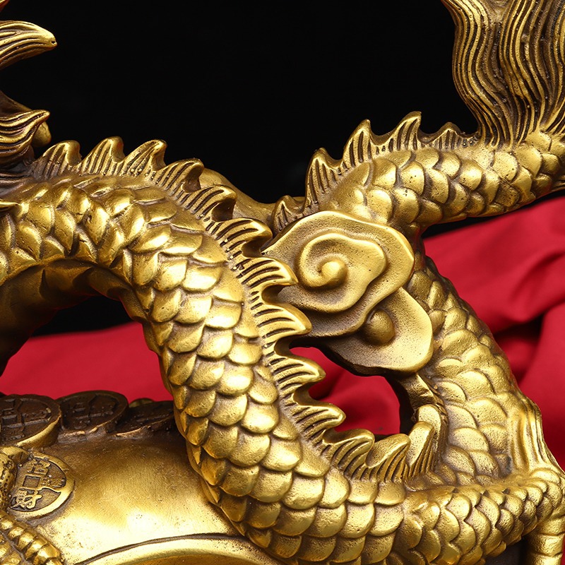 铜龙摆件纯铜金钱龙如意龙聚宝盆龙戏珠金龙青龙生肖龙家居装饰品