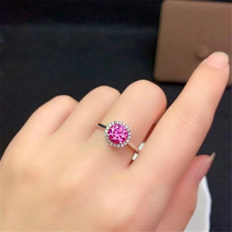 美国粉色莫桑钻浓彩级别莫桑石女戒求婚订婚钻石戒指工厂批发价格