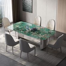 意式岩板餐桌长方形餐桌加厚超晶石大理石桌面网红桌椅组合
