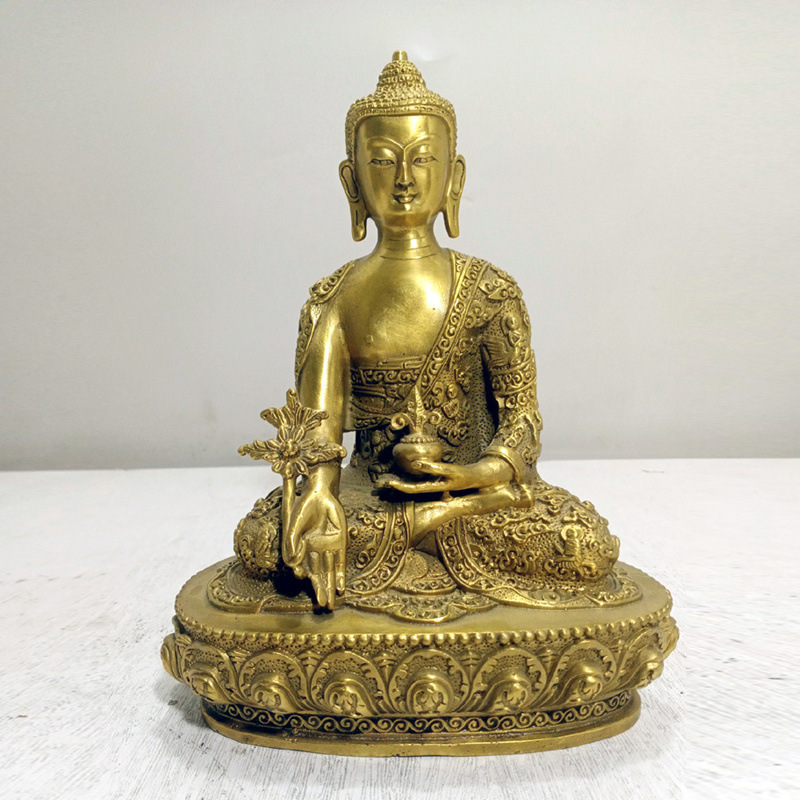 黄铜药师佛药王菩萨佛像 佛教佛具用品 家居摆件饰品工艺品铜器