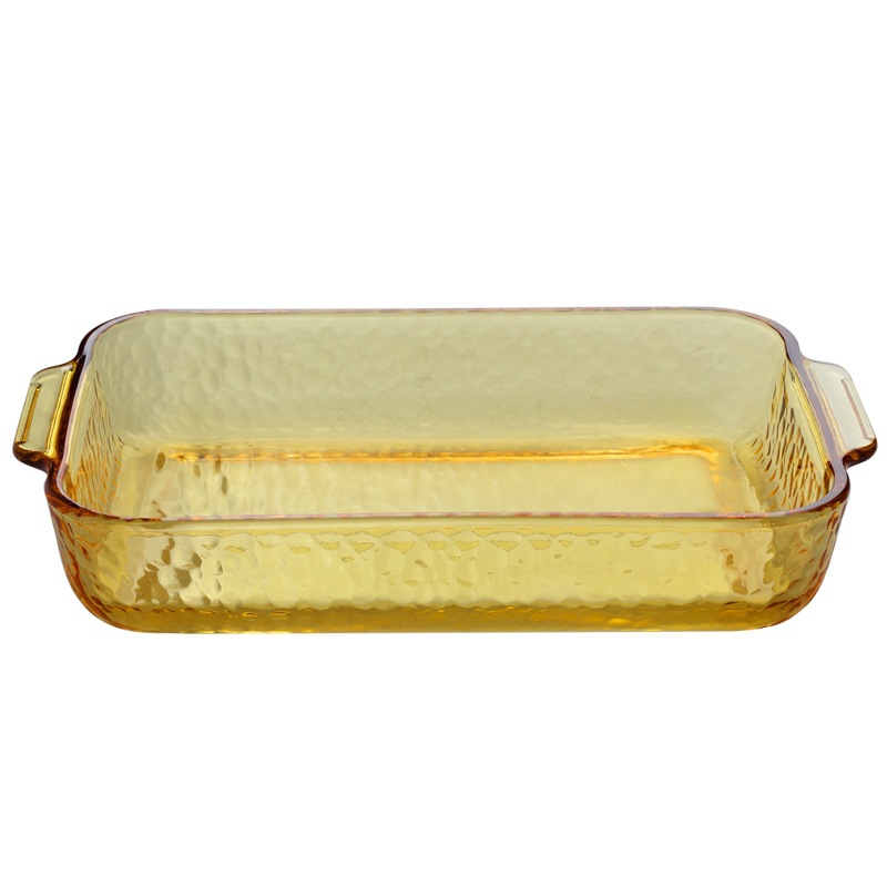 Korean Ins Style Amber Glass Bakeware Heat-Resistant Glass Glass Plate Fruit Plate Salad Dish