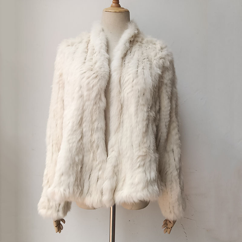 外贸真兔毛编织皮草外套女时尚长袖冬季宽松开衫皮草上衣-阿里巴巴