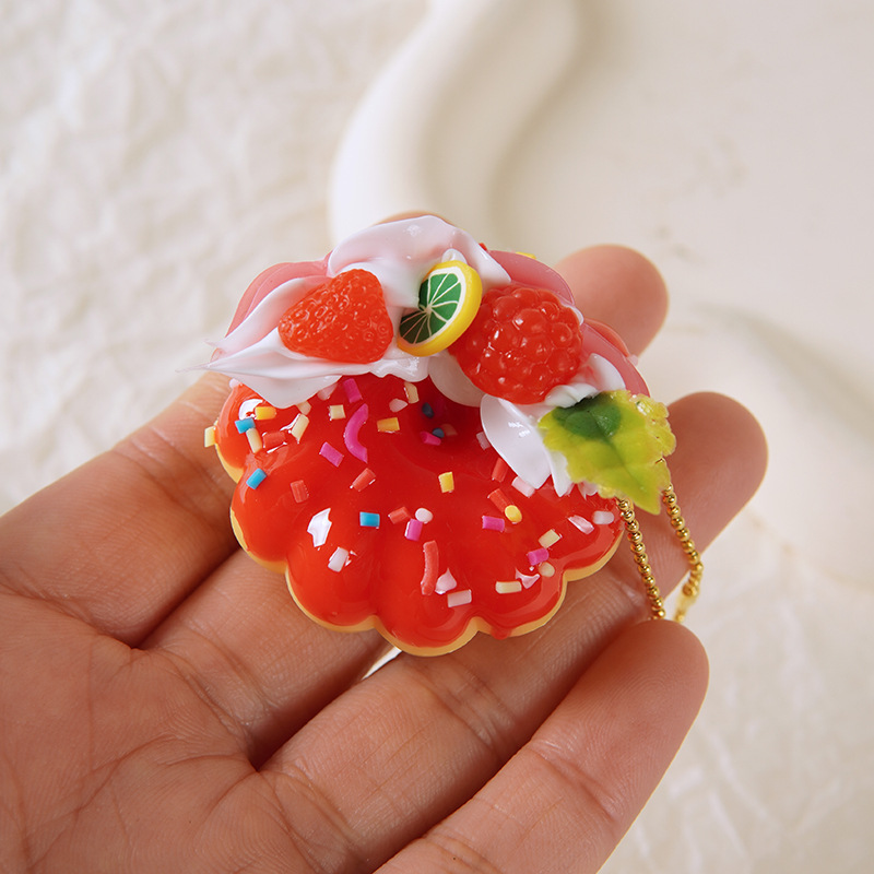 Emulational Fruit Donut Pendant Girl Heart Simulation Strawberry Cake Donut Large Size Candy Toy Schoolbag Pendant