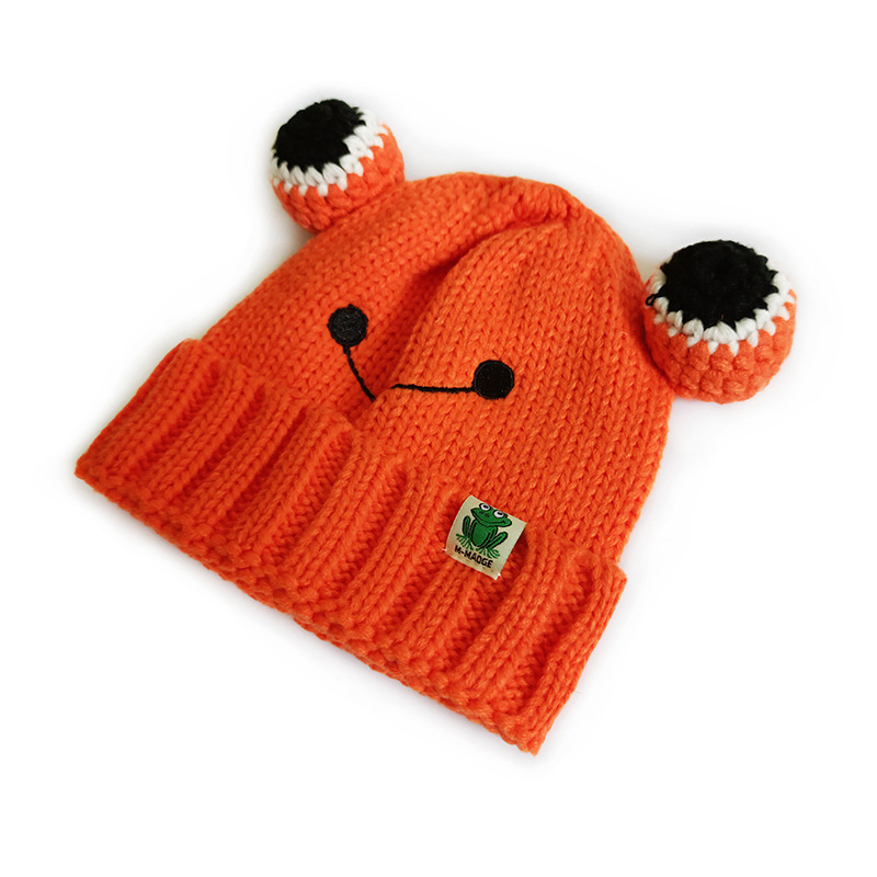 Chengwen Children's Hat New Cute Fashion Knitted Hat Frog Hat Boys and Girls Cloth Label Smiley Face Woolen Cap