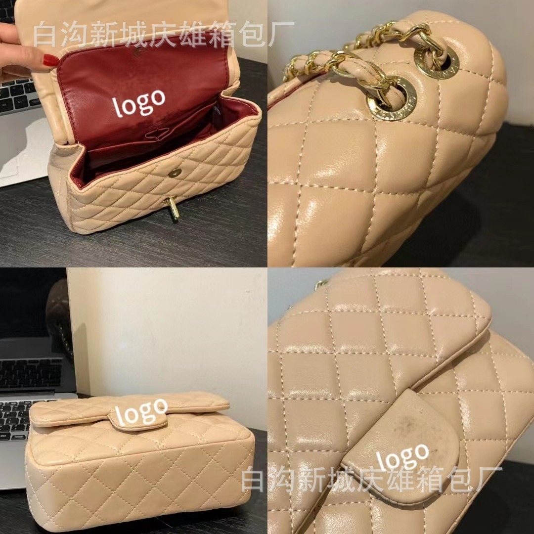 [Foreign Trade Wholesale] New Chain Bag Chanel's Style One Shoulder Bag Sheepskin Square Fat Small Square Bag Rhombus Storage Bag