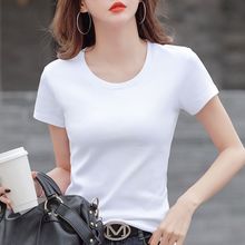 夏季白色t恤女短袖修身纯色圆领学生韩版打底衫