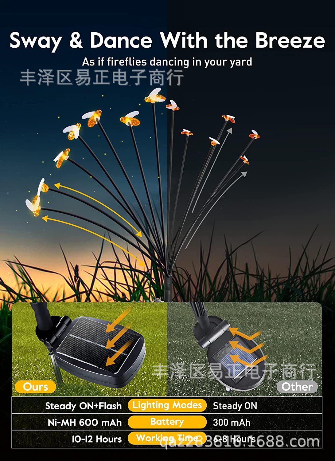 Factory Solar Lamp Led Firefly Ground Plug Lamp Bee Lamp Outdoor Garden Lawn Floor Outlet Landscape Lamp