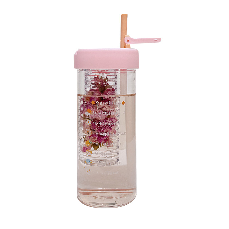 Summer Glass Water Cup for Girls Good-looking Scented Tea Cup with Straw High Temperature Resistant Tea Water Separation Tea Brewing Cup Customization