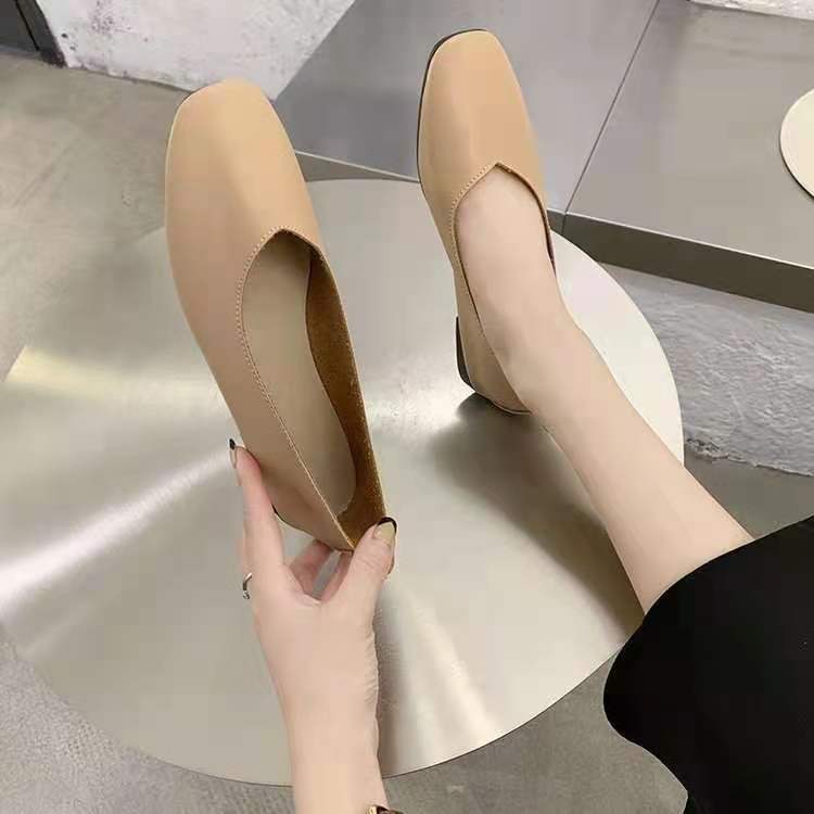 Factory Low-Cut Flat Bottom Pumps Women's Spring and Autumn Soft Leather Soft Bottom Granny Shoes 2021 New Lazybone Women's Shoes