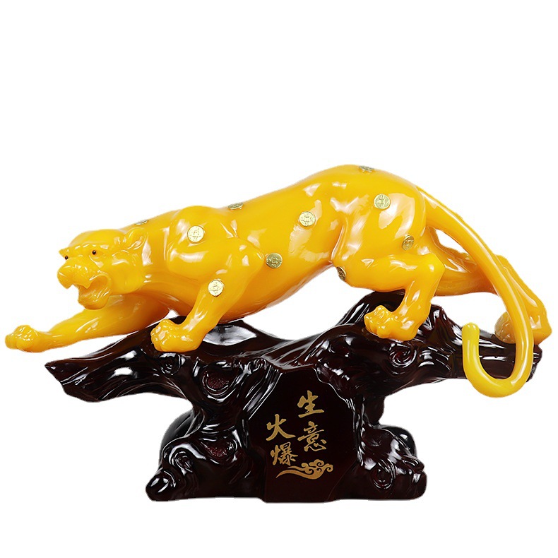 Hot Business Leopard Decoration Golden Leopard Creative Home Office Decoration Opening Gifts Resin Crafts Wholesale