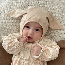 婴儿帽子春秋款薄款男女宝宝胎帽兔耳朵新生儿护囟门婴幼儿护耳帽