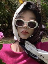韩版椭圆形白色墨镜女感ins欧美复古度假凹造型搞怪太阳眼镜