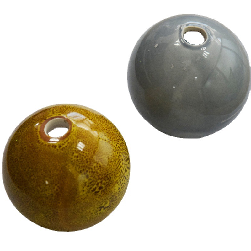 景德镇陶瓷空心球3060mm大号珠子饰品挂件吊坠球体通孔珠外贸批发