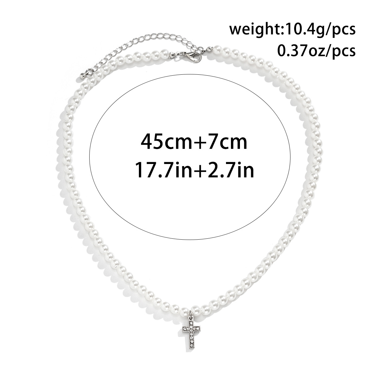 European Hip Hop Rhinestone Pearl Cross Necklace Men's Fashion Personality High-Grade Pendant Cross-Border Men's Ornament