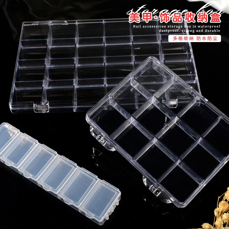 New Nail Ornament Storage Box Transparent Ps Jewelry Beaded Electronic Components Small Objects with Lid Organize and Storage 0772