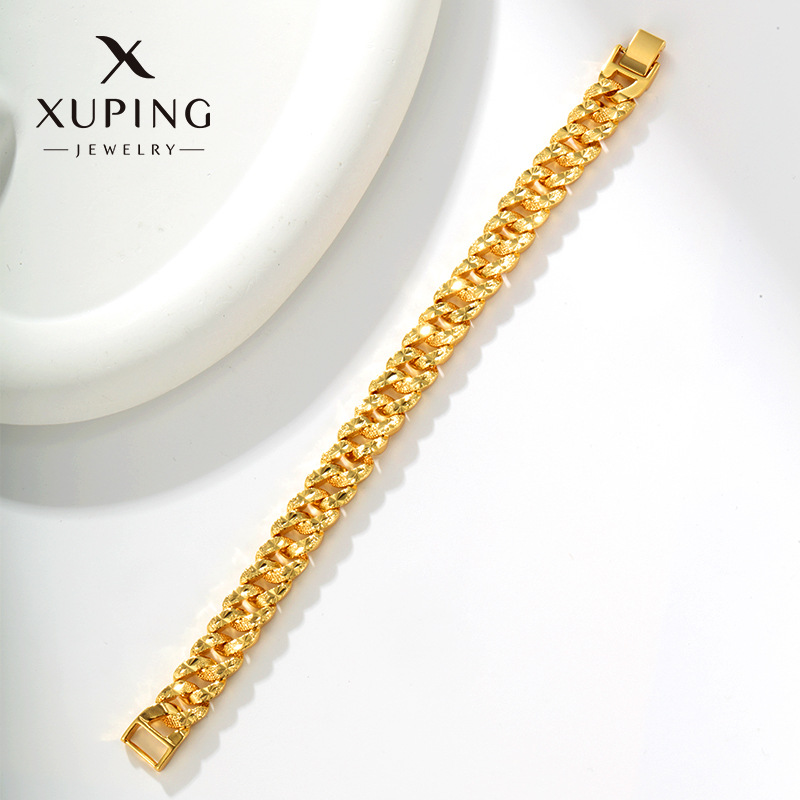 Xuping Jewelry Gold Pigment Chain Carven Design Starry Bracelet Men‘s European and American Fashion Cross-Border Foreign Trade Alloy Bracelet Wholesale