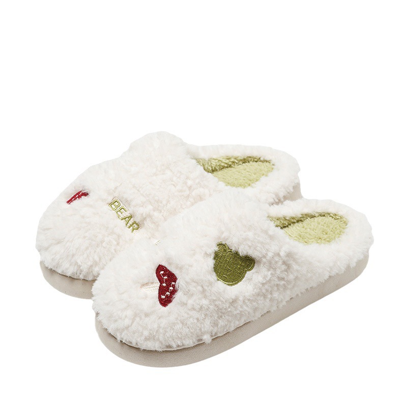 Autumn and Winter Cotton Slippers Female Couple Indoor Household Non-Slip Thick Bottom and Warm Keeping Confinement Shit Feeling Velvet Male