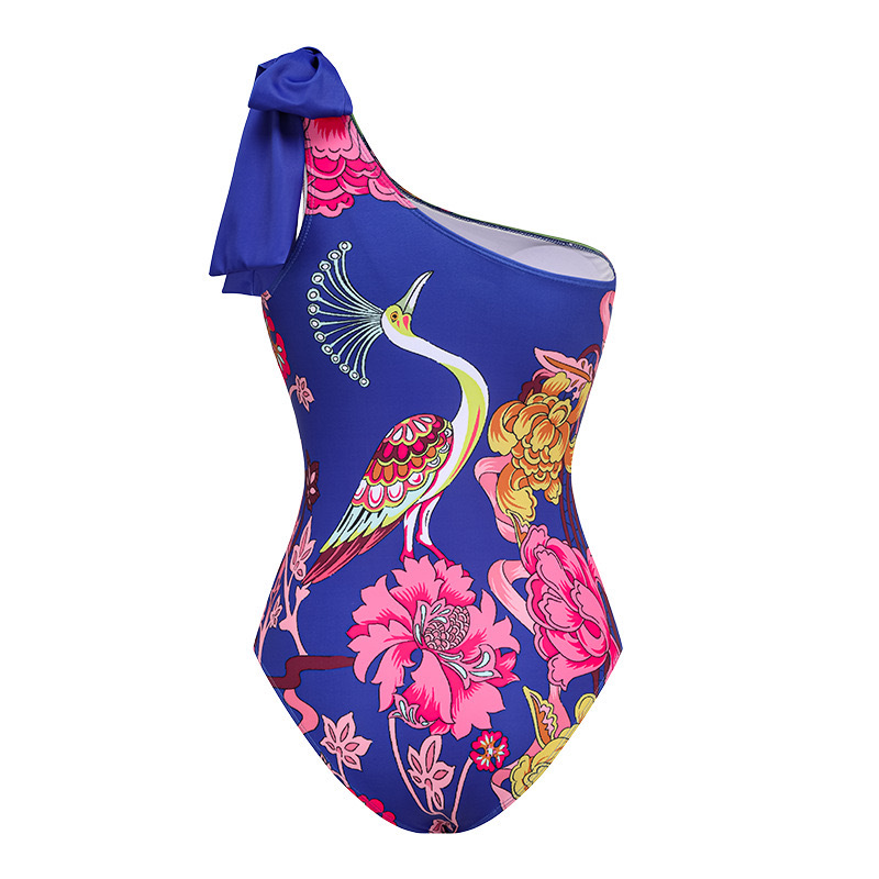 2024 Foreign Trade New One-Piece Women's Swimwear European, American and French Style Retro Cover Belly Slimming Swimsuit Holiday Beach Dress