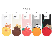 韩国袜子女袜ARIES水果熊猫兔子动物卡通短袜 东大门春夏新款棉袜
