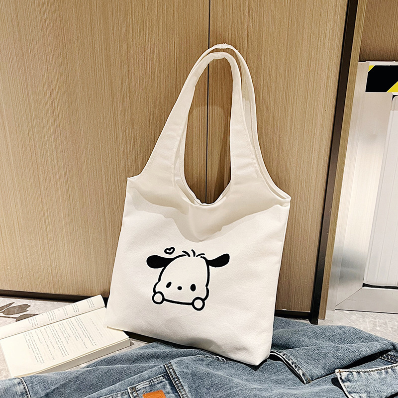 Large Capacity Handbag for Primary and Secondary School Students 2023 New Ins Versatile Canvas Shoulder Bag Cute Bucket Bag