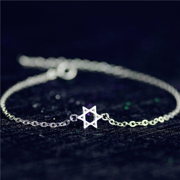 时尚925银饰品 优雅简约六芒星女士手链手饰品地摊热卖混批-阿里巴巴