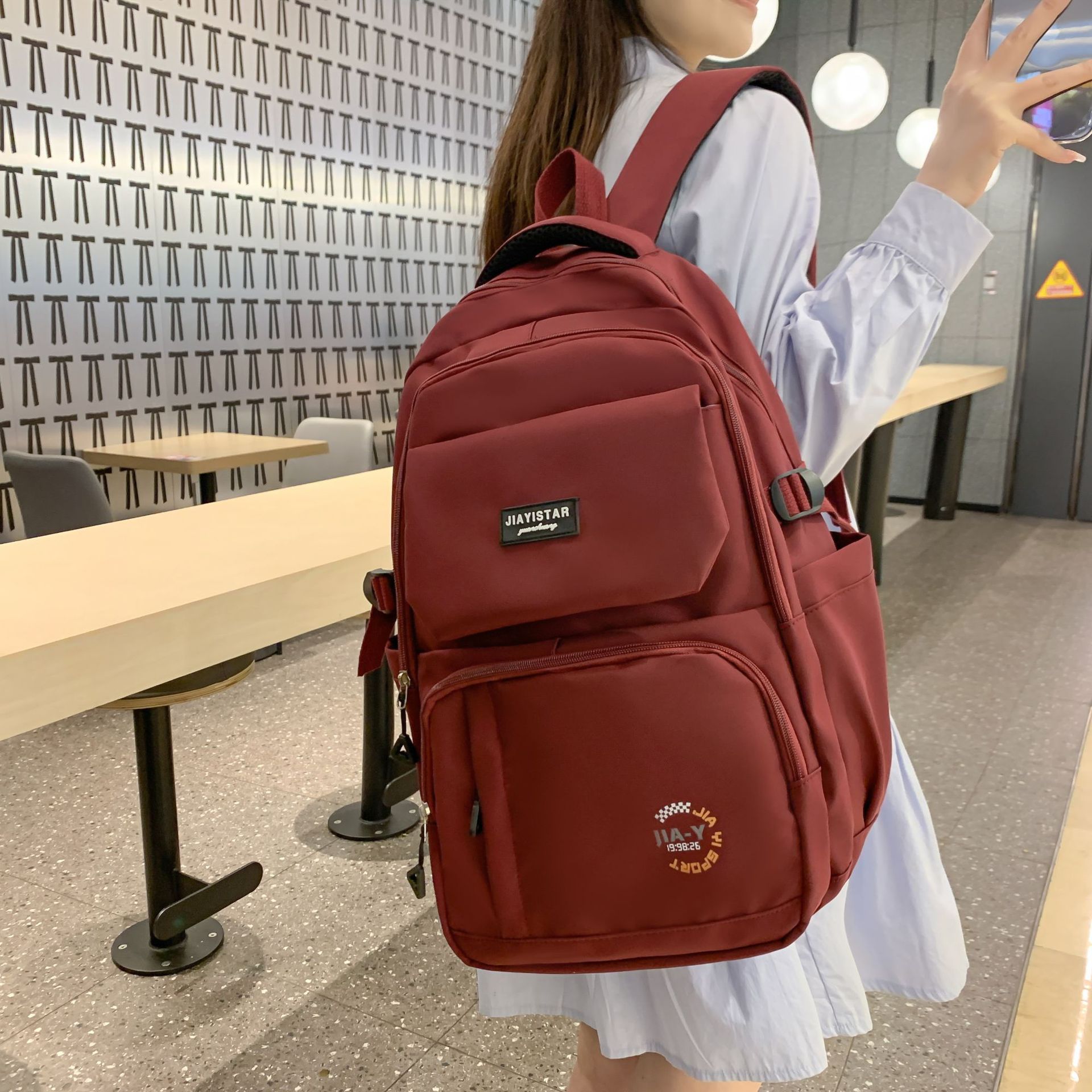 Backpack Girls Ins Schoolbag Junior and Middle School Students Large Capacity Campus Backpack Simple Fashion Travel Backpack