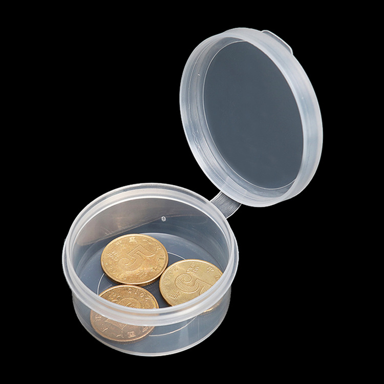 圆形塑料盒子有带盖半透明白色小药盒包装pp迷你分装有带盖小盒子