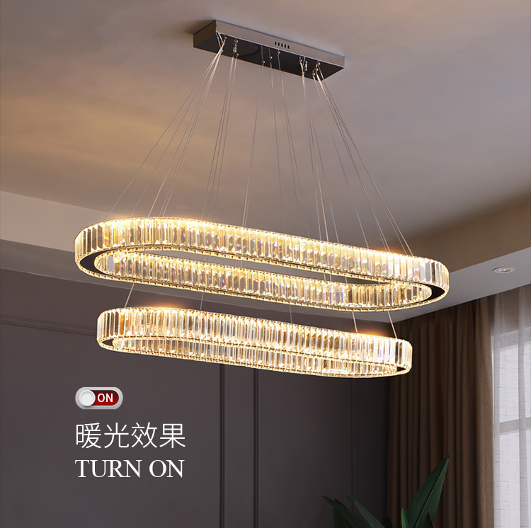 Affordable Luxury Fashion Dining Room Tmall Genie Simple Modern LED Chandelier Home Living Room Oval Crystal Bar Lamp