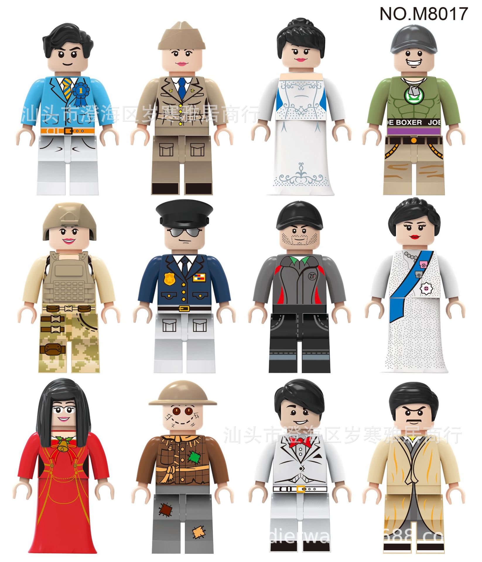 美高m8015卡通角色人仔80款城市职业积木公仔儿童拼装艾迪儿玩具