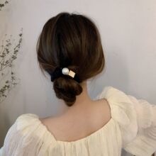 韩国珍珠发绳合金复古慵懒法式大肠发圈皮筋女扎马尾做旧复古头绳