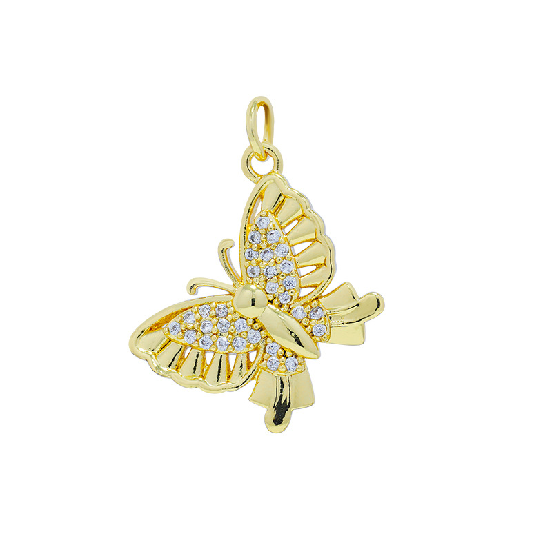 In Stock Wholesale Micro Rhinestone Butterfly Series DIY Micro-Inlaid Ornament Copper Accessories Ornament Accessories 18K Real Gold Plating