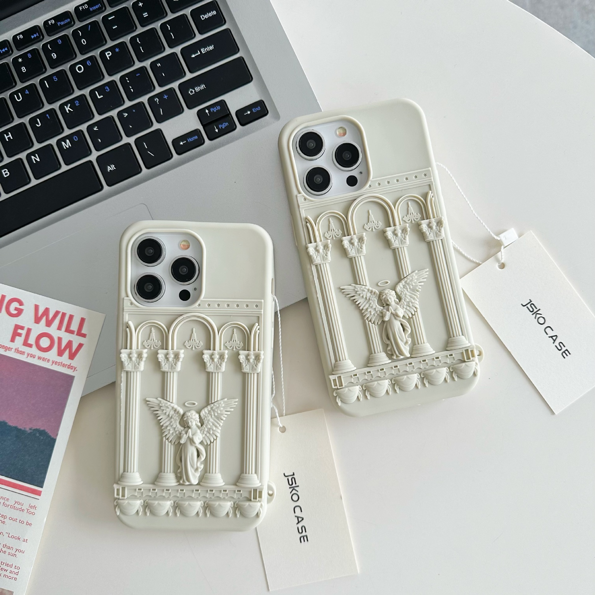 简约立体天使适用iPhone15promax手机壳苹果13防摔14pro软12女16