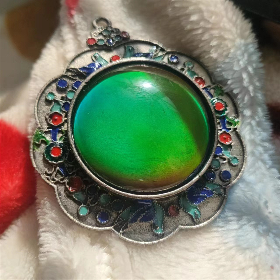 古玩收藏景泰蓝镶嵌 吊坠 变色宝石 感温项链坠配饰批发-阿里巴巴