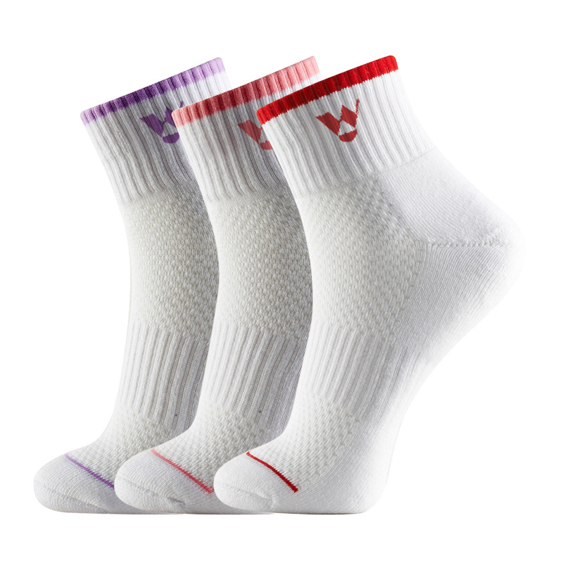 羽毛球袜网球袜防滑透气网运动袜 wt127女款中邦毛巾底运动袜批发-阿