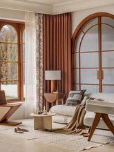 KI9S美式轻奢新款窗帘复古大气客厅遮光卧室焦糖雪尼尔提花布