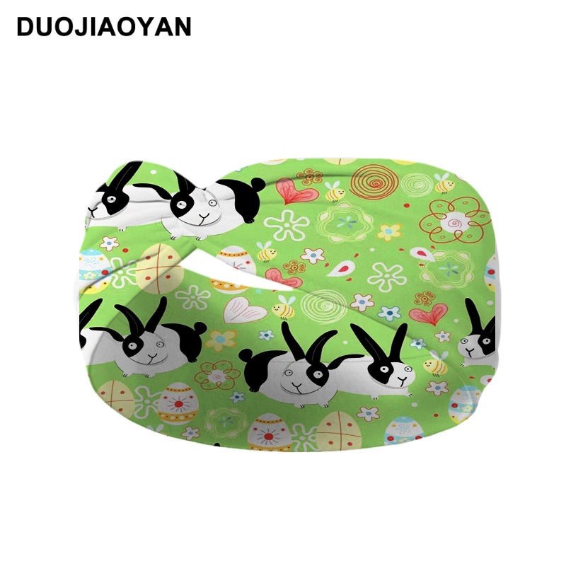 New Easter Hair Band Cute Bunny Cross Headband Printed Knotted Elastic Hair Band Wholesale