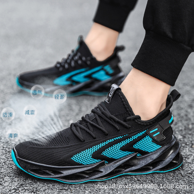 2023 Spring and Autumn New Men's Casual Sneaker Men's Flying Woven Shock-Absorbing Running Shoes Korean Style Mesh Surface Breathable Fashion