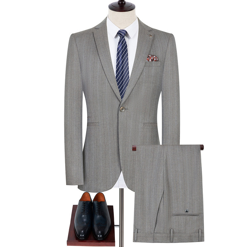 2024春季新款西服套装商务休闲婚礼聚会男士无开叉中年西装a963