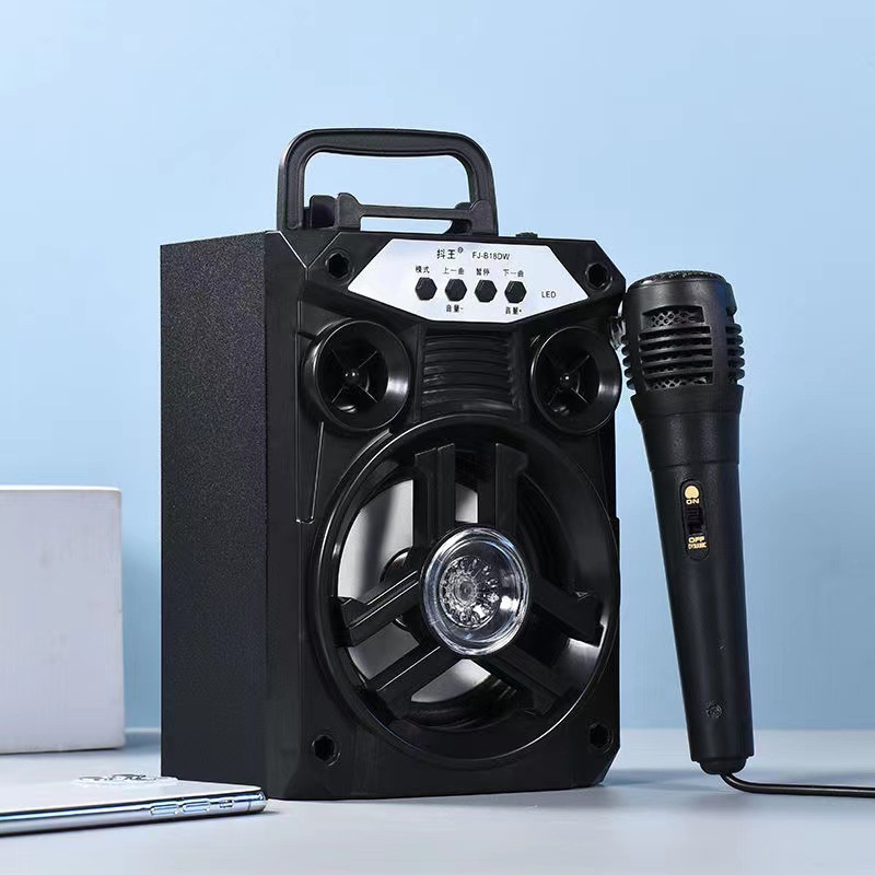 抖王蓝牙音箱便携手提户外广场舞音响话筒k歌插卡led大音量低音炮