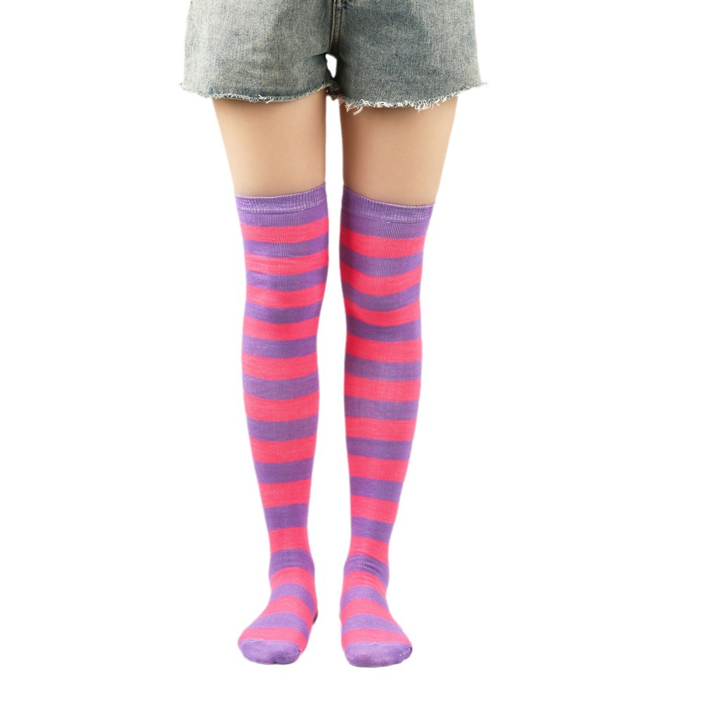 European and American Socks Stockings Women Japanese Style Stripe Knee Socks Thigh Socks Cosplay Anime Women's Socks Cross-Border