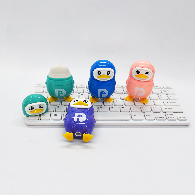 Zhengda 2-in-1 Pencil Sharpener Rubber Penguin Modeling Student Stationery Labor-Saving Clean Color Child Eraser Batch