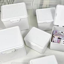 白色翻盖收纳盒小新小卡卡膜收纳盒收纳整理盒子多功能防尘盒