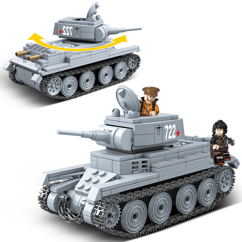 全冠100084二战军事模型系列苏联bt-7轻型坦克小颗粒拼装积木玩具