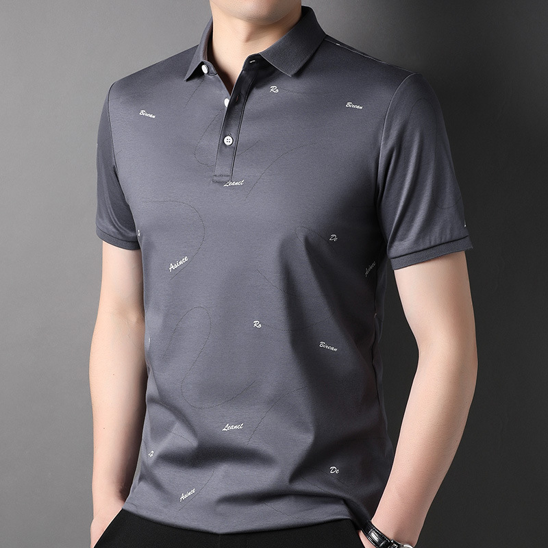 高级无痕男士polo衫男装纯色带领短袖t恤夏季薄款冰丝透气上衣服