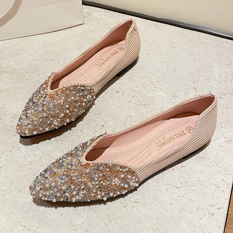 33 34码尖头单鞋女平底浅口2021新款豆豆鞋夏瓢鞋大码女鞋41一43