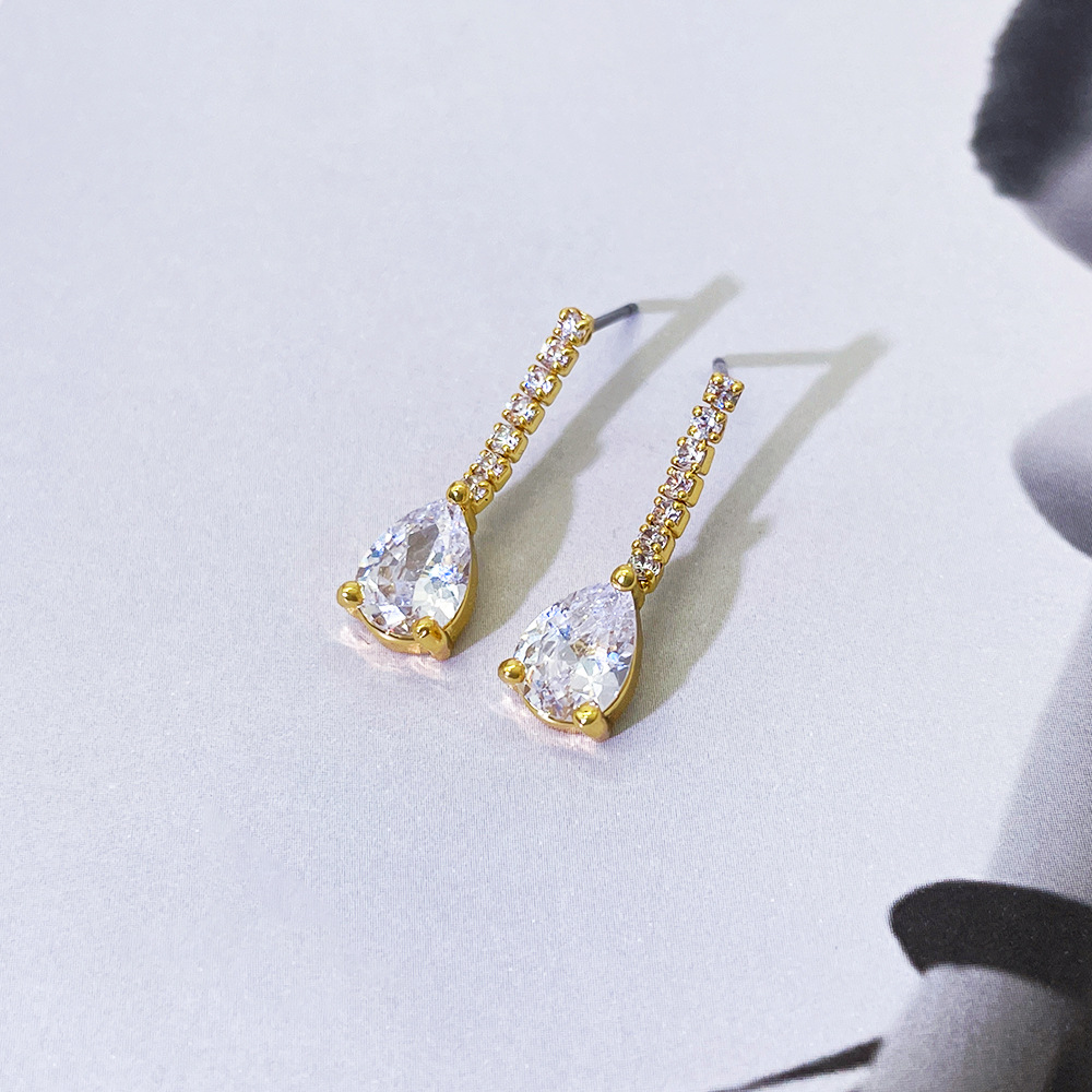 欧美复古奢华水滴时尚经典耳钉女微镶闪水滴锆石唯美耳坠饰品